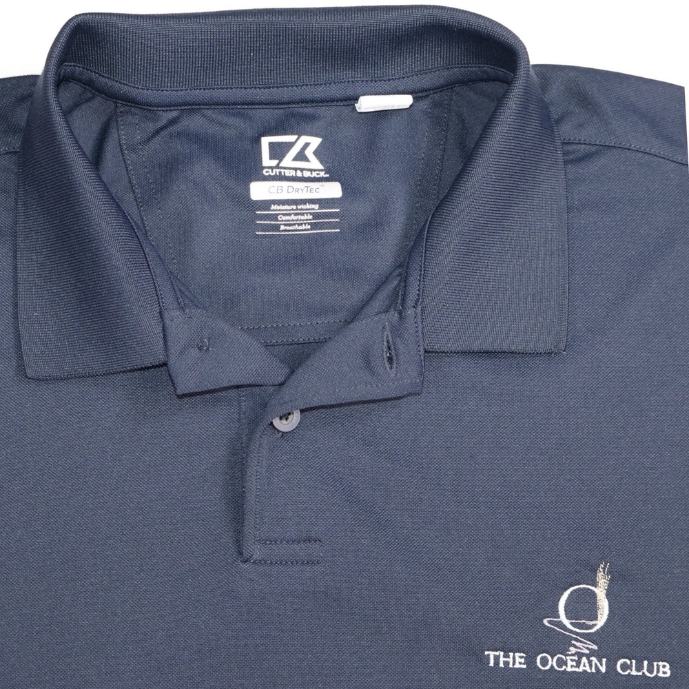 Cutter & Buck Mens Navy Blue The Ocean Club Golf Polo Shirt XL